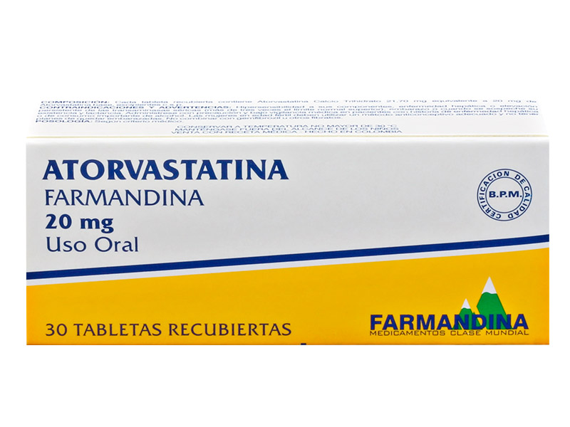 ATORVASTATINA TABLETAS 20 MG X 30